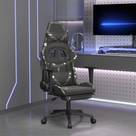 Silla gaming masaje reposapiés cuero sintético negro camuflaje