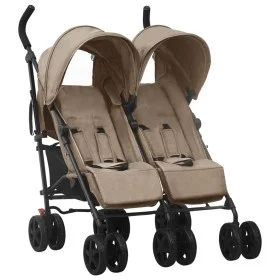 Taupe gray steel twin cart by vidaXL, Baby strollers - Ref: Foro24-10237, Price: 218,90 €, Discount: %