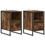 Mesa de Noche con cajón 2 pcs Roble Humo 39,5 x 30 x 50 cm