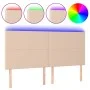 Headboard LED lights cappuccino synthetic leather 160x5x118/128cm by , Headboards and footboards - Ref: Foro24-3122245, Price...