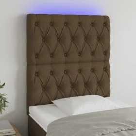 Headboard with LED lights dark brown fabric 80x7x118/128 cm by , Headboards and footboards - Ref: Foro24-3122737, Price: 89,2...
