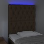 Headboard with LED lights dark brown fabric 80x7x118/128 cm by , Headboards and footboards - Ref: Foro24-3122737, Price: 85,9...