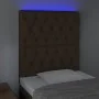 Headboard with LED lights dark brown fabric 80x7x118/128 cm by , Headboards and footboards - Ref: Foro24-3122737, Price: 89,2...
