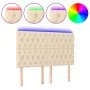 Headboard with LED lights cream fabric 144x7x118/128 cm by , Headboards and footboards - Ref: Foro24-3122763, Price: 150,39 €...