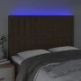 Headboard with LED lights dark brown fabric 144x5x118/128 cm by , Headboards and footboards - Ref: Foro24-3122859, Price: 109...