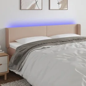 Cabecero con LED cuero sintético capuchino 183x16x78/88 cm de , Cabeceros y pies de cama - Ref: Foro24-3123063, Precio: 82,81...