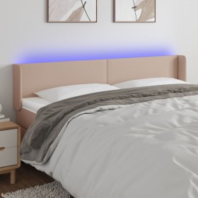 Cabecero con LED cuero sintético capuchino 183x16x78/88 cm de , Cabeceros y pies de cama - Ref: Foro24-3123063, Precio: 74,09...