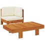 Muebles de jardín 2 pzas cojines blanco crema madera de acacia