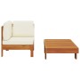 Muebles de jardín 2 pzas cojines blanco crema madera de acacia