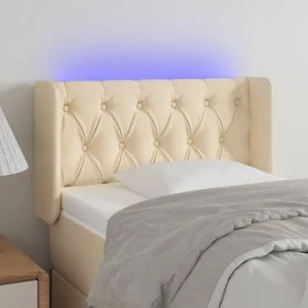 Cream fabric headboard with LED 83x16x78/88 cm by , Headboards and footboards - Ref: Foro24-3123551, Price: 56,76 €, Discount: %