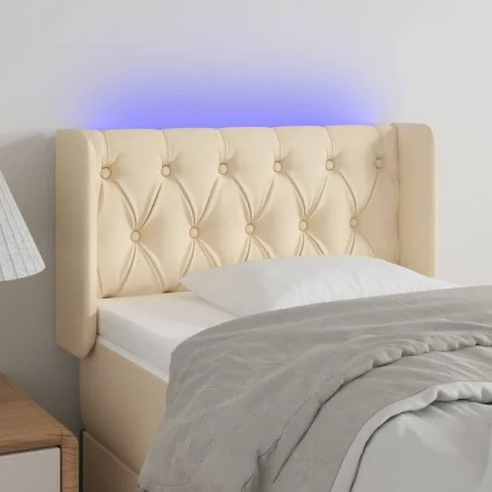 Cream fabric headboard with LED 83x16x78/88 cm by , Headboards and footboards - Ref: Foro24-3123551, Price: 56,76 €, Discount: %