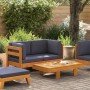 Muebles de jardín 2 pzas cojines madera acacia gris oscuro