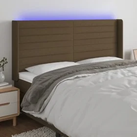 Dunkelbraunes Stoffkopfteil mit LED 163x16x118/128 cm von , Kopf- und Fußteile - Ref: Foro24-3124197, Preis: 115,35 €, Rabatt: %