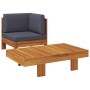 Muebles de jardín 2 pzas cojines madera acacia gris oscuro