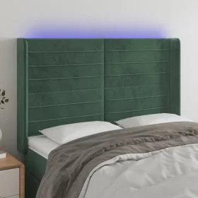 LED-Kopfteil aus dunkelgrünem Samt, 147 x 16 x 118/128 cm von , Kopf- und Fußteile - Ref: Foro24-3124239, Preis: 124,01 €, Ra...