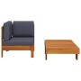 Muebles de jardín 2 pzas cojines madera acacia gris oscuro