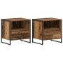 Mesa de Noche con cajón 2 pcs Madera Vieja 50 x 39,5 x 50 cm