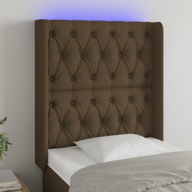 Headboard with LED in dark brown fabric 83x16x118/128 cm by , Headboards and footboards - Ref: Foro24-3124361, Price: 96,13 €...