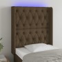Headboard with LED in dark brown fabric 83x16x118/128 cm by , Headboards and footboards - Ref: Foro24-3124361, Price: 96,63 €...