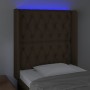Kopfteil mit LED aus dunkelbraunem Stoff 83x16x118/128 cm von , Kopf- und Fußteile - Ref: Foro24-3124361, Preis: 96,13 €, Rab...