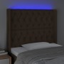 Kopfteil mit LED aus dunkelbraunem Stoff 103x16x118/128 cm von , Kopf- und Fußteile - Ref: Foro24-3124377, Preis: 107,51 €, R...