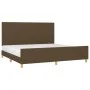 Bed frame with headboard in dark brown fabric 200x200cm by , Beds and slatted bases - Ref: Foro24-3124922, Price: 230,20 €, D...