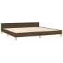Bed frame with headboard in dark brown fabric 200x200cm by , Beds and slatted bases - Ref: Foro24-3124922, Price: 236,68 €, D...