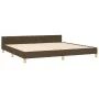 Bed frame with headboard in dark brown fabric 200x200cm by , Beds and slatted bases - Ref: Foro24-3124922, Price: 230,20 €, D...
