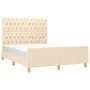 Bed frame with cream fabric headboard 140x190 cm by , Beds and slatted bases - Ref: Foro24-3125297, Price: 259,93 €, Discount: %