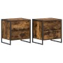 Mesa de Noche con cajón 2 pcs Roble Humo 50 x 39.5 x 50 cm