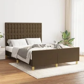 Bed frame with headboard in brown fabric 140x200 cm by , Beds and slatted bases - Ref: Foro24-3125384, Price: 214,41 €, Disco...