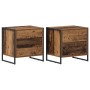Mesa de Noche con cajón 2 pcs Madera Vieja 50 x 39.5 x 50 cm