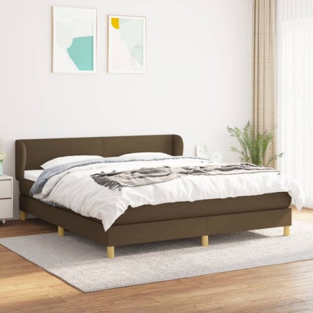Cama box spring con colchón tela marrón oscuro 160x200 cm de , Camas y somieres - Ref: Foro24-3126656, Precio: 490,51 €, Desc...