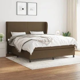 Box spring bed with dark brown fabric mattress 180x200 cm by , Beds and slatted bases - Ref: Foro24-3127824, Price: 609,96 €,...