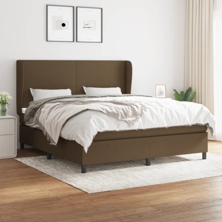 Box spring bed with dark brown fabric mattress 180x200 cm by , Beds and slatted bases - Ref: Foro24-3127824, Price: 612,13 €,...