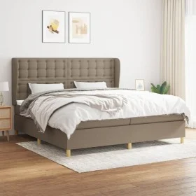 Box spring bed with taupe gray fabric mattress 200x200 cm by , Beds and slatted bases - Ref: Foro24-3128873, Price: 755,32 €,...