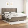 Box spring bed with taupe gray fabric mattress 200x200 cm by , Beds and slatted bases - Ref: Foro24-3128873, Price: 755,19 €,...