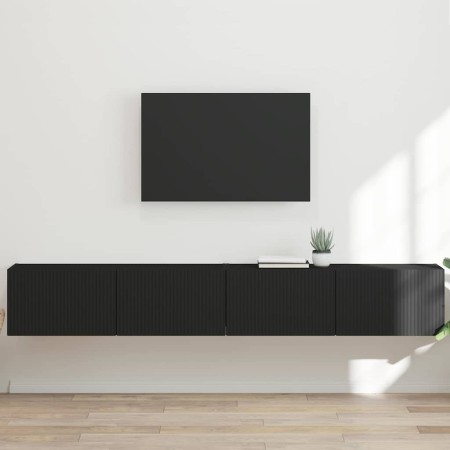 Mueble de TV Montado en la Pared 2 pcs Negro 60 x 31 x 29.5 cm