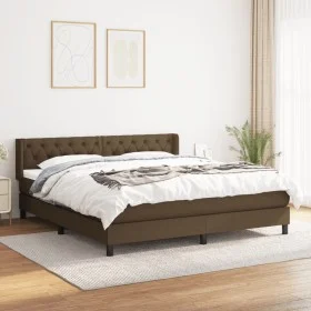 Cama box spring con colchón tela marrón oscuro 160x200 cm de , Camas y somieres - Ref: Foro24-3129964, Precio: 515,48 €, Desc...