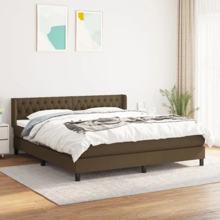 Box spring bed with dark brown fabric mattress 180x200 cm by , Beds and slatted bases - Ref: Foro24-3129972, Price: 568,87 €,...