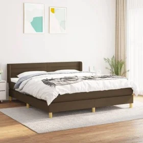 Box spring bed with dark brown fabric mattress 160x200 cm by , Beds and slatted bases - Ref: Foro24-3130364, Price: 476,44 €,...