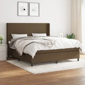 Box spring bed with dark brown fabric mattress 180x200 cm by , Beds and slatted bases - Ref: Foro24-3131292, Price: 603,75 €,...