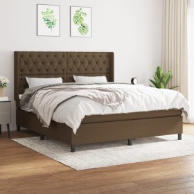 Box spring bed with dark brown fabric mattress 160x200 cm by , Beds and slatted bases - Ref: Foro24-3131684, Price: 621,70 €,...