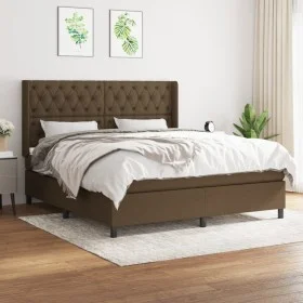 Box spring bed with dark brown fabric mattress 160x200 cm by , Beds and slatted bases - Ref: Foro24-3131684, Price: 593,08 €,...