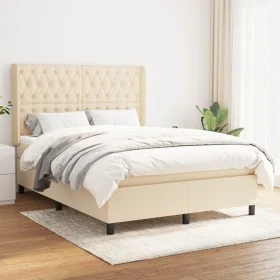 Box spring bed with cream fabric mattress 140x200 cm by , Beds and slatted bases - Ref: Foro24-3131678, Price: 543,67 €, Disc...
