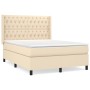 Box spring bed with cream fabric mattress 140x200 cm by , Beds and slatted bases - Ref: Foro24-3131678, Price: 554,25 €, Disc...