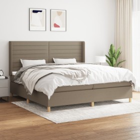 Box spring bed with taupe gray fabric mattress 200x200 cm by , Beds and slatted bases - Ref: Foro24-3132101, Price: 727,06 €,...