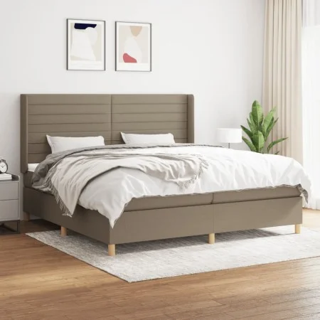 Box spring bed with taupe gray fabric mattress 200x200 cm by , Beds and slatted bases - Ref: Foro24-3132101, Price: 728,38 €,...