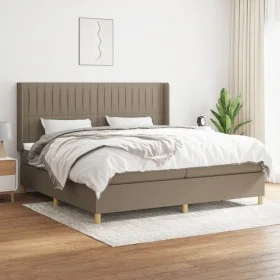 Box spring bed with taupe gray fabric mattress 200x200 cm by , Beds and slatted bases - Ref: Foro24-3132181, Price: 712,44 €,...