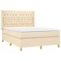 Box spring bed with cream fabric mattress 140x190 cm by , Beds and slatted bases - Ref: Foro24-3132230, Price: 533,28 €, Disc...
